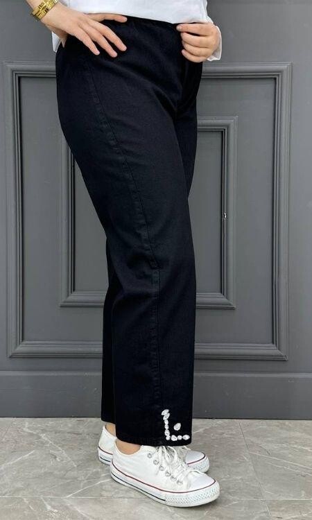 Kadın Paça Taş Detaylı Kot Pantolon MRV1500-SİYAH - 1