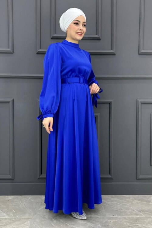 Kadın Saten Elbise KSR24-6905-İNDİGO - 3