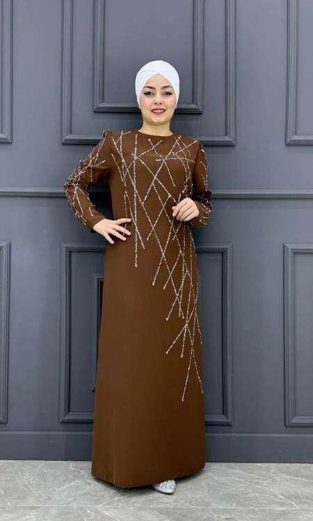 Kadın Taşlı Elbise ERY-625-TABA - 1