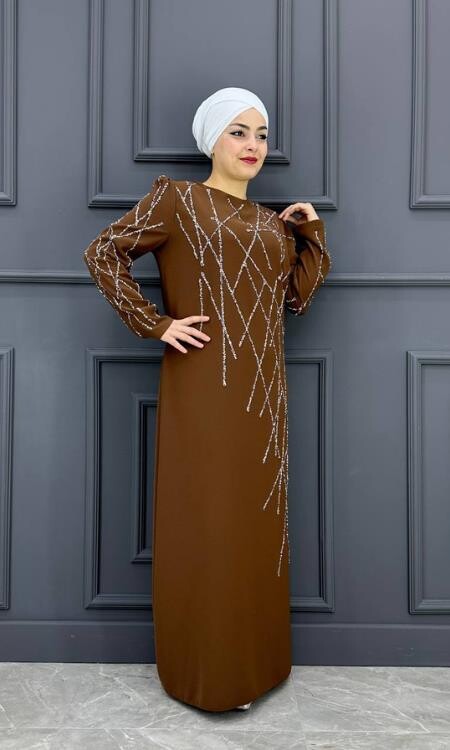 Kadın Taşlı Elbise ERY-625-TABA - 2
