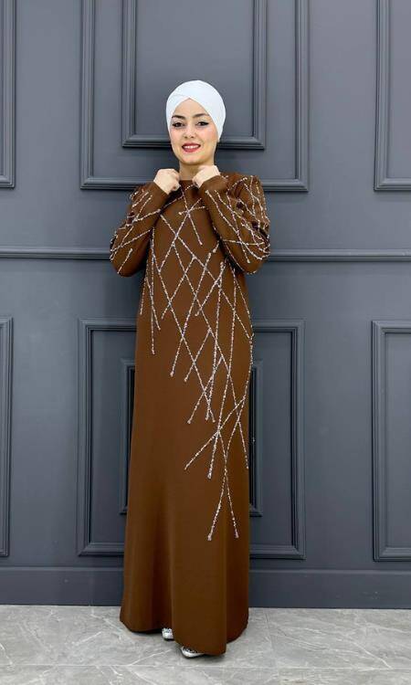 Kadın Taşlı Elbise ERY-625-TABA - 3