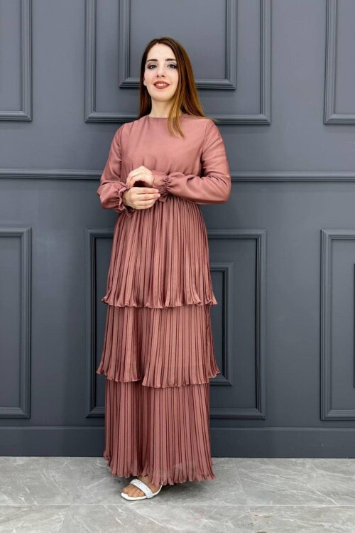 ME Kadın Pliseli Kat Etekli Elbise - 9