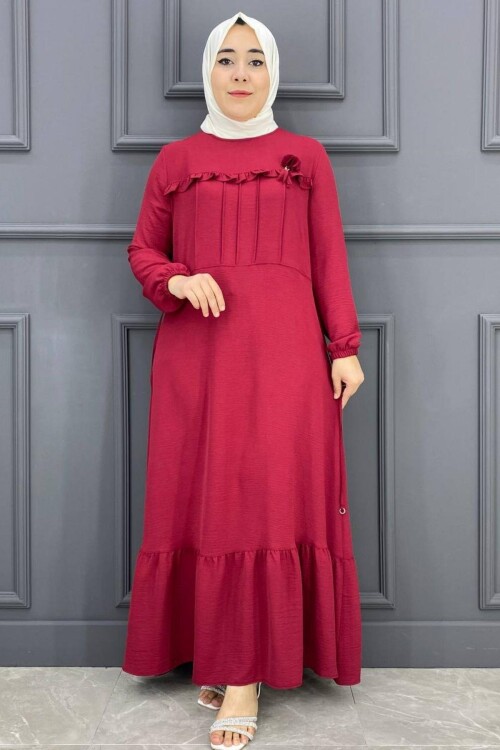 ME Kadın Şerit Nervür Ve Fırfırlı Elbise - 1