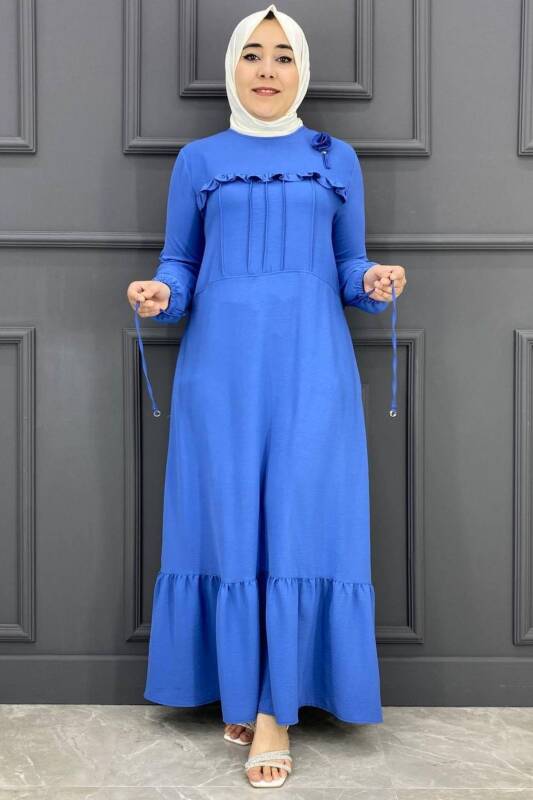 ME Kadın Şerit Nervür Ve Fırfırlı Elbise - 11