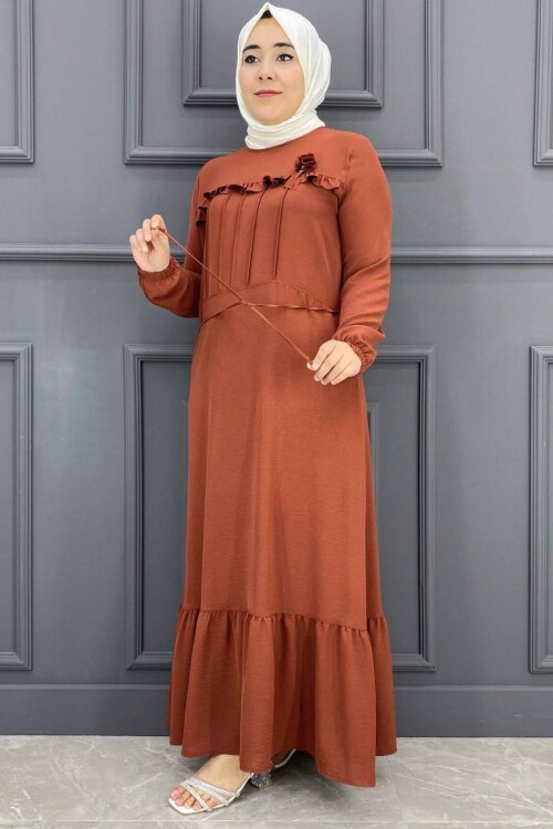 ME Kadın Şerit Nervür Ve Fırfırlı Elbise - 26