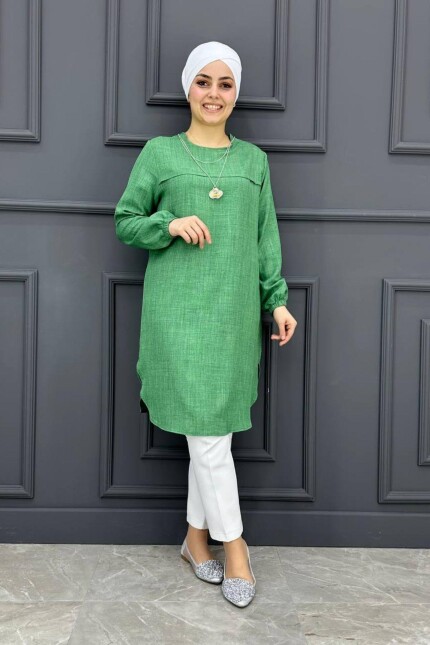 Kadın Kolye Ve Bileği Büzgü Detaylı Tesettür Tunik MDE24200219-080-Benetton