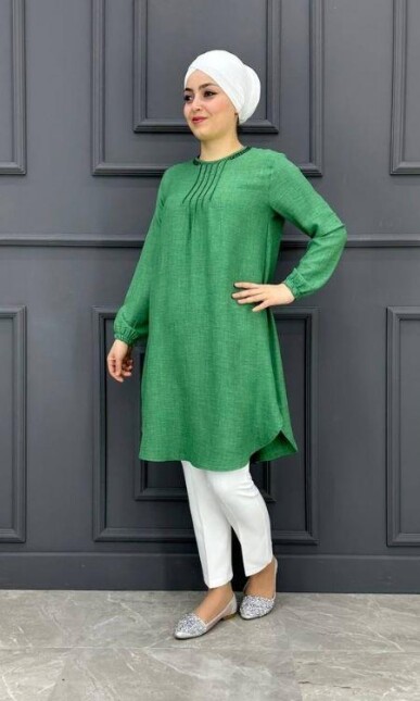 Kadın Nervür Ve Taş Detaylı Tesettür Tunik MDE24200250-080-BENETTON