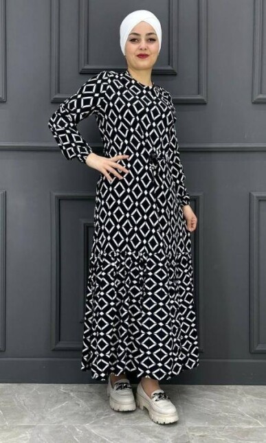 Kadın Viskon Elbise BYRV2024-2118-SİYAH