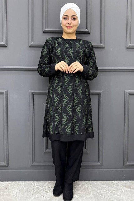 Kadın Zigzag Desenli İkili Takım ESLY24K-1004-HAKİ