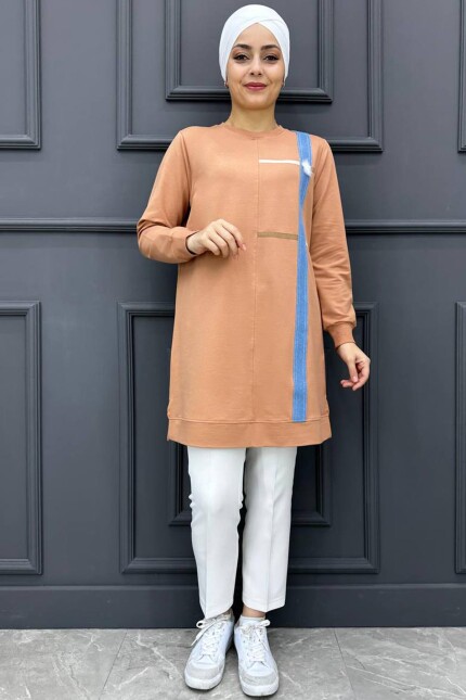 Kadın Kombin Detaylı Tesettür Tunik MDE24K10677-050-SÜTLÜ KAHVE