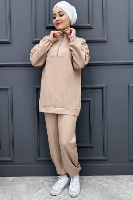 Kadın Oysho Yarım Fermuarlı Takım 178-BEJ